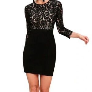 Lulu's Black Lace Long Sleeve Dress